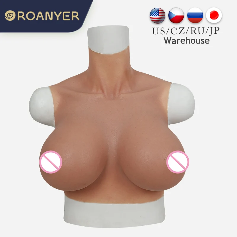 ROANYER Transgender Silicone Breast Forms For Crossdresser G Cup East West Shape Fake Boobs Shemale Male Crossdressing
