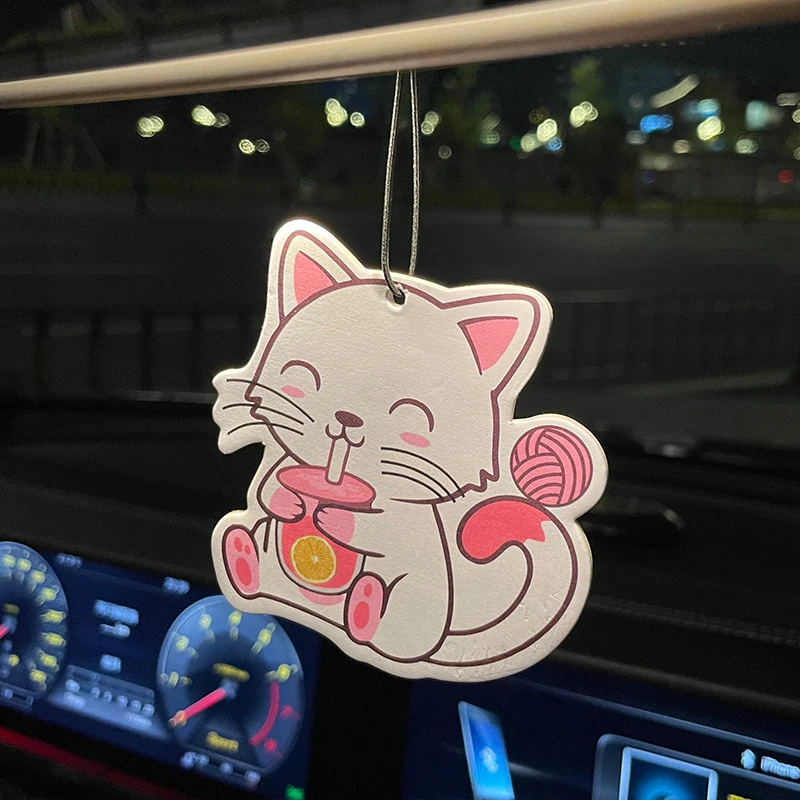 Drink Lemon Milk Tea, Enjoy the Smiling White Cat, Intercontinental Hotel (Hotel Scent), Car Fragrance Tablets, Wardrobe Air Freshener, Perfume, Rearview Mirror Decoration, Car Interior Pendant, Natural Scent Air Purifier, Anime Cartoon Toilet Fragrance Sachet, Living Room Office Room Bedside Hanging Ornament view 5