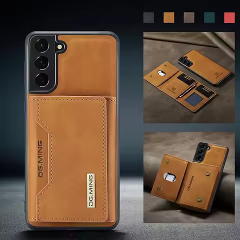 Retro Leather Wallet Card Slot Holder For Samsung Galaxy S23 S24 FE S25 Ultra S22 S21 S20 Plus A55 A54 Detachable Magnetic Case