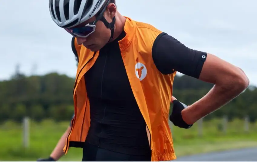 New Lightweight Men's Cycling Vest Windproof Gilet All Season Need One Easy To Carry Orange And Black Color