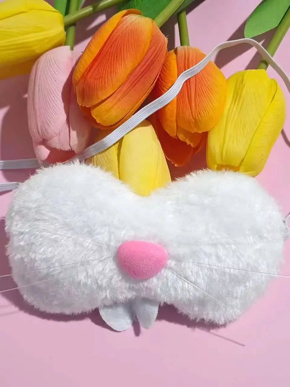 Cute White Cat Nose Mouth Mask Plush Animal Cosplay Costume Props Pink Nose Whisker Adjustable Elastic Strap Halloween Party Fan