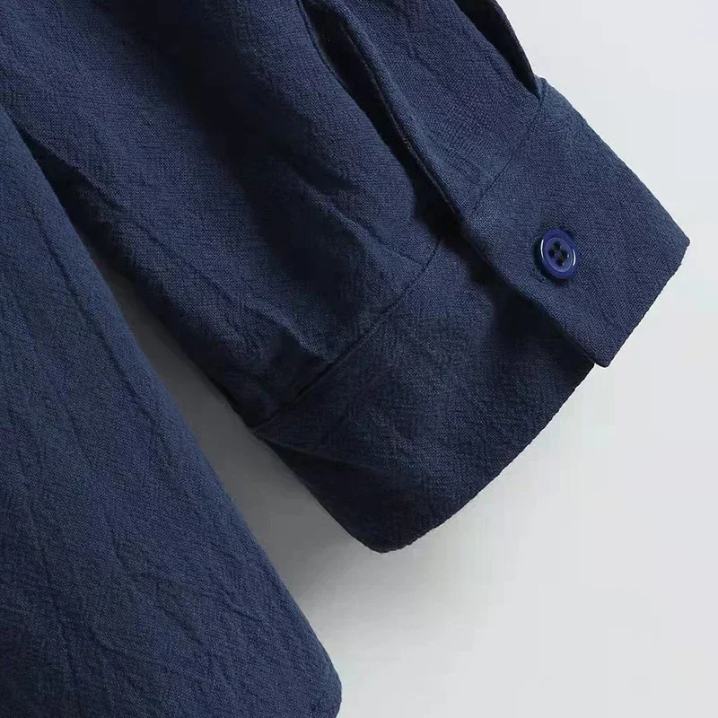 2022 Autumn Solid Men Shirt Baggy Long Sleeve Button Hawaiian 100% Cotton Linen Shirt For Men Blouse Camisa Masculina Streetwear