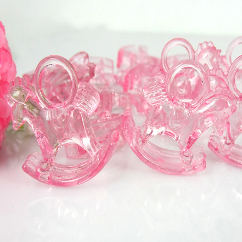12Pcs Clear Acrylic Horse Baby Shower Beads Plastic Trojan Horse Pendant For Party Favors Craft Decorations 2.8cm