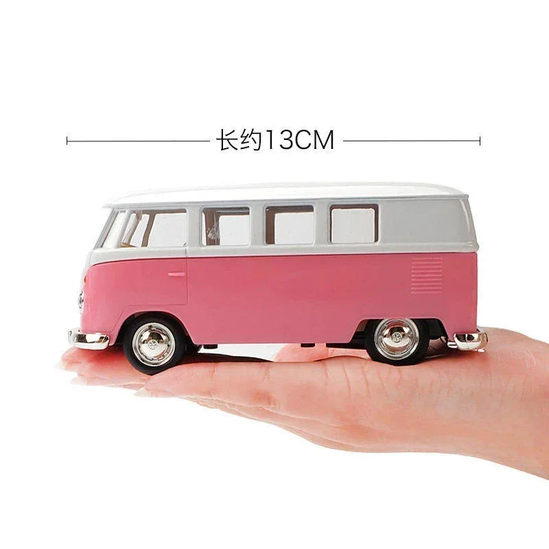Vintage Mini Bus Van Car Model 32 Alloy Diecast Classic Pull Back Miniature Vehicle Replica Educational Toy for Kid Gifts