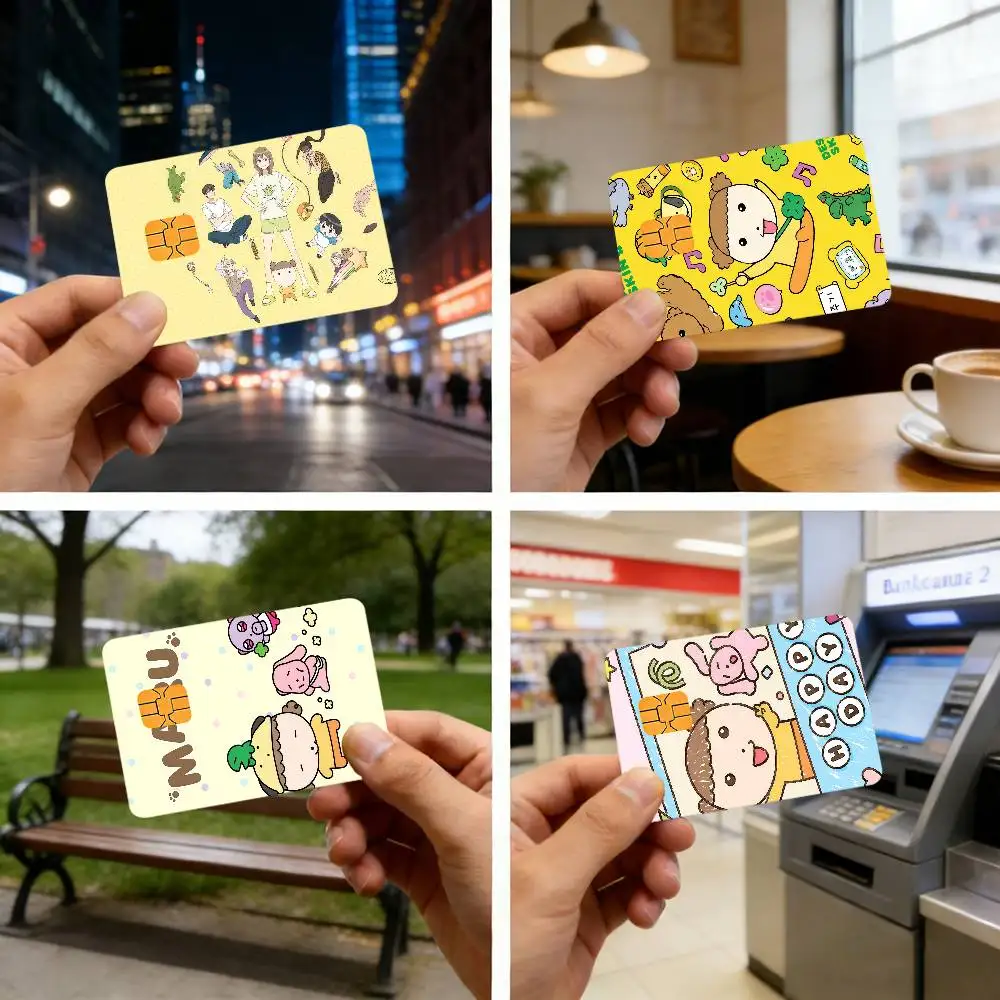 M-maru Is A P-puppy Chibi Cute Waterproof Skin Protector Stickers For Bank Cards Credit Cards Debit Cards Public Transport Cards