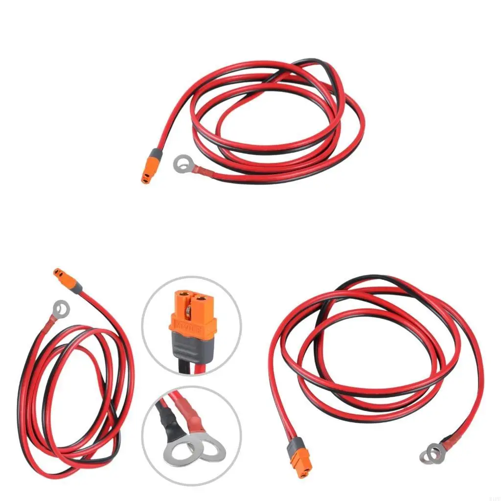 E1PF 12AWG XT60i to O Rings Terminal Cable Power Supply Cord Line for UAV Models and Solar Batteries OD4.0x8.0mm Wire