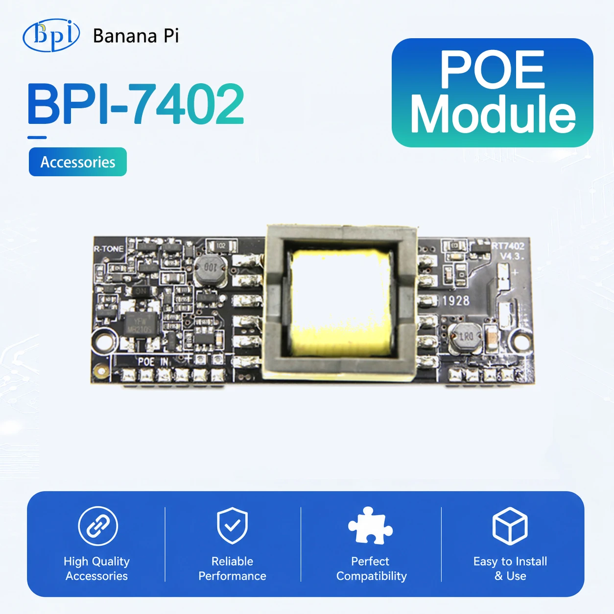 Banana PI BPI-7402 POE module, applies to BPI R64 Board Accessories