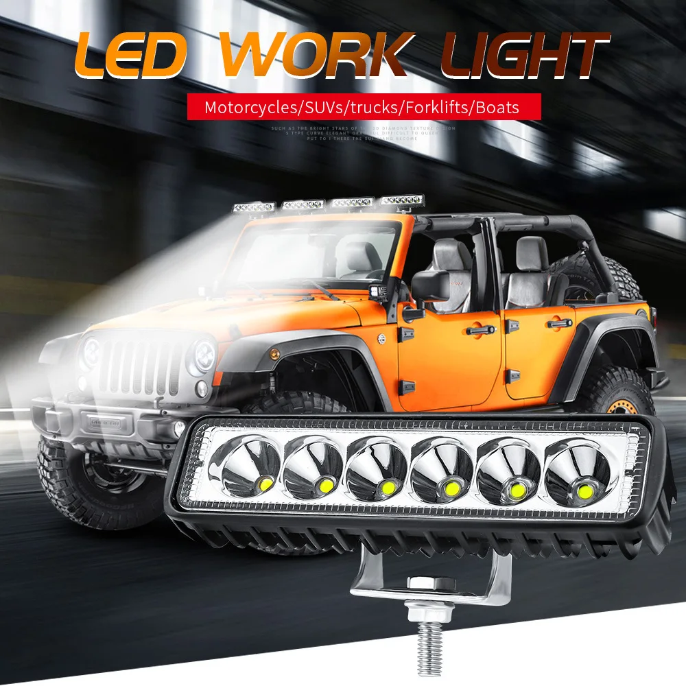

18w 6 LED Motocycle Work Light High Bright Spotlight Offroad Automobile Truck Driving Fog Headlights DRL Driving Lamp 12V