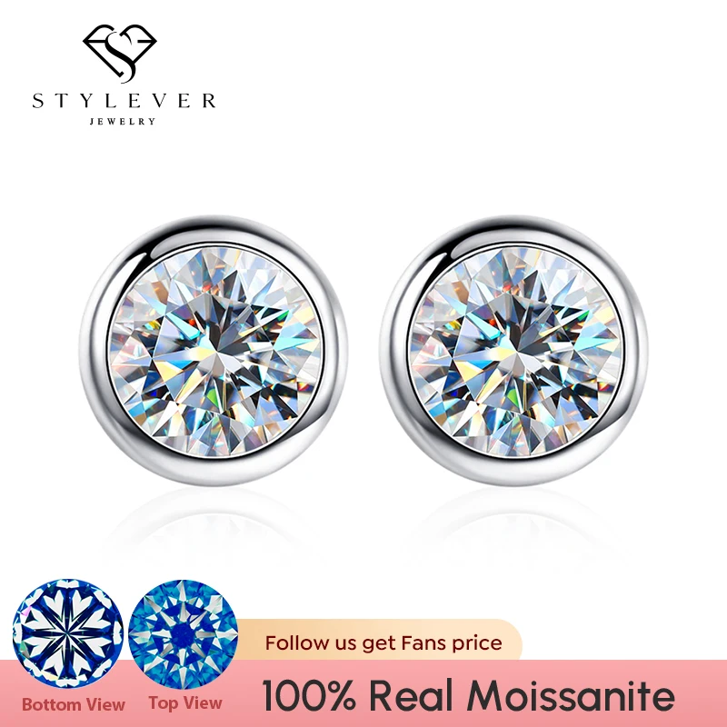 

Стильные круглые серьги-гвоздики с муассанитом и бриллиантами 0,5-1 карата для женщин, стерлинговое серебро 925 пробы, пасьянс, свадебные роскошные качественные ювелирные изделия