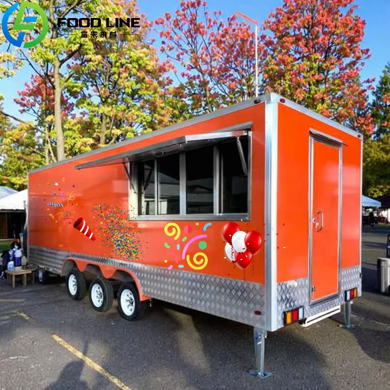 Customized Mobile Food Truck Smooth Moving Food Trailer Universal Wheel Catering Cart Rotate Street Vending Food Business Cart