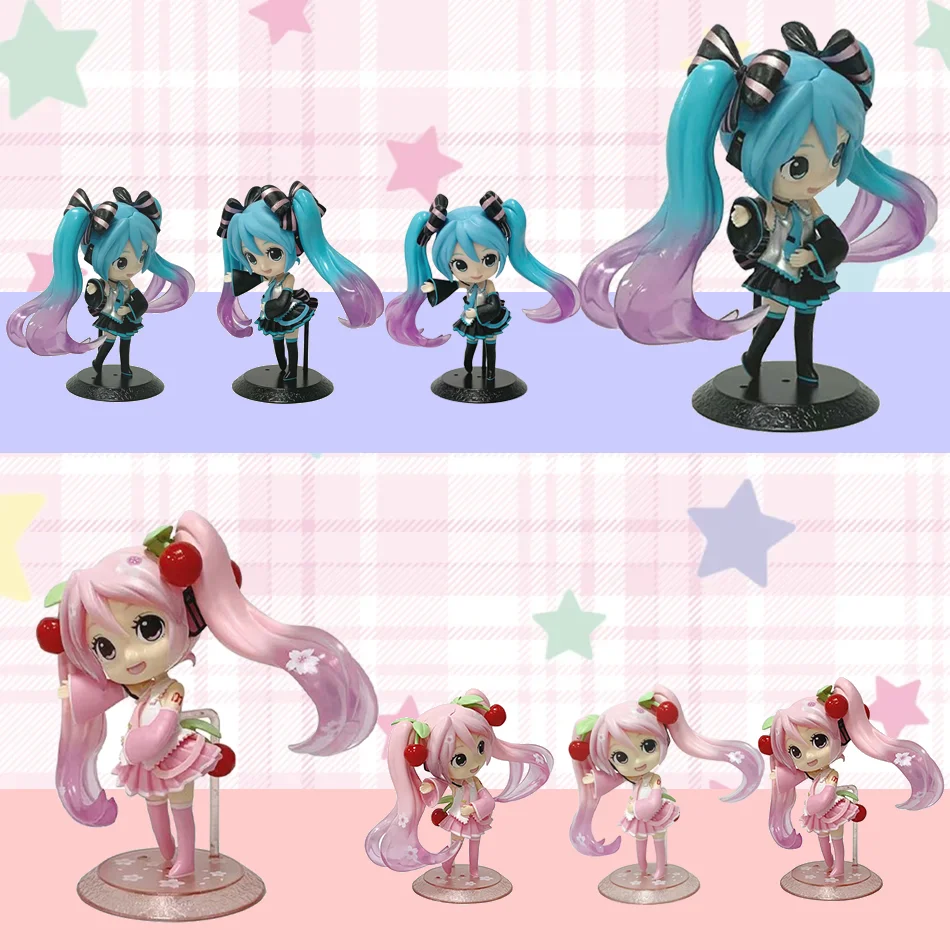 ฟิกเกอร์อนิเมะ ฮัตสึเนะ มิคุ ตัวละครจิ๋ว ของตกแต่งน่ารัก สีชมพู สีเขียว ฮัตสึเนะ ของตกแต่งบ้าน ของเล่นสำหรับผู้ใหญ่ ของขวัญวันเกิดสำหรับเด็ก
