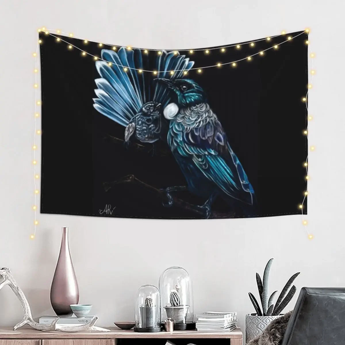 Tui and Fantail Tapestry Things To Decorate The Room Aesthetic Room Decor Korean Luxury Living Room Decoration Mushroom Tapestry