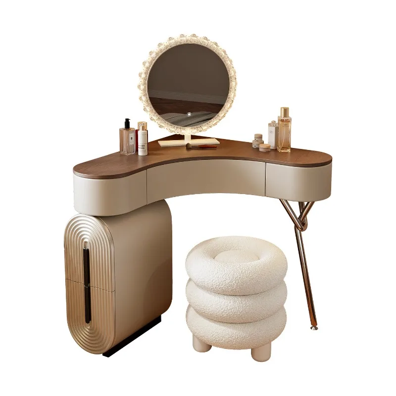 New bedroom corner corner bedside table chest cabinet integrated makeup table light luxury