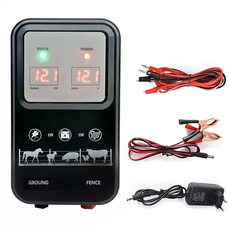 

AAAN-Farm Livestock 12V Pulse Transformer Device Kit 10KM Electric Fence Energiser For Cattle Sheep Horse Animals EU-PLUG