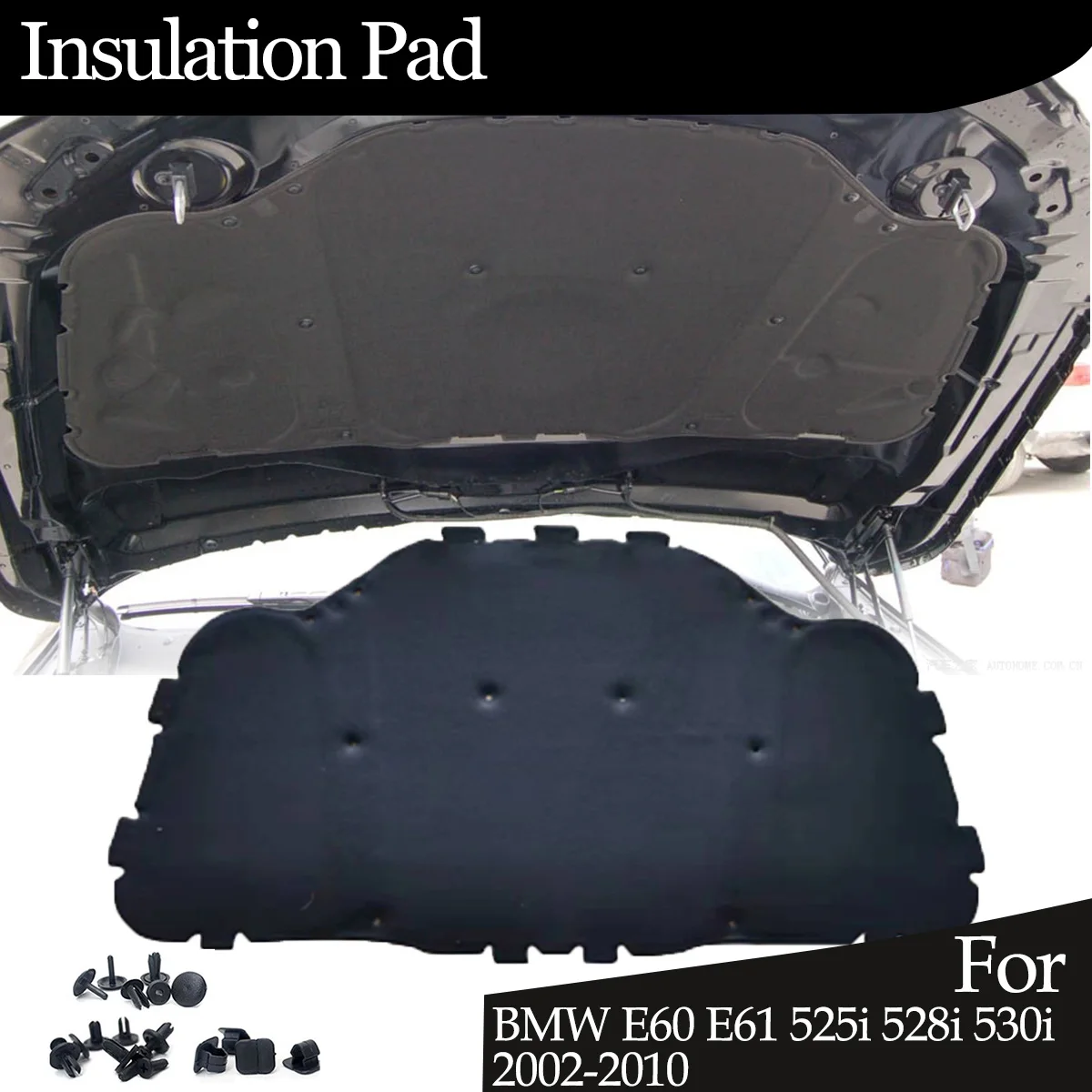 Front Engine Hood Insulation Pad Sound Heat Cotton Soundproof Mat Cover Foam Fireproof for BMW E60 E61 525i 528i 530i 2002-2010