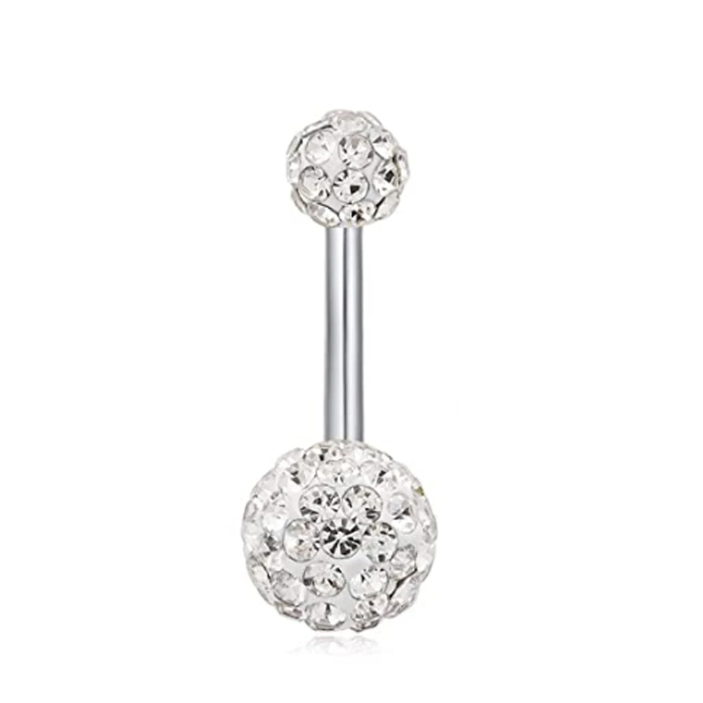 Belly Button Rings 14G Stainless Steel Navel Belly Earring CZ Heart Opal Navel Ring Barbell Body Piercing Jewelry