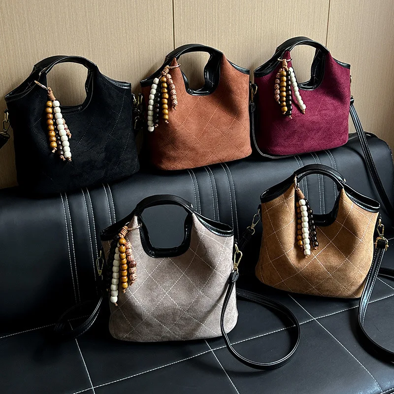 

Early Autumn New Frosted Leather Vegetable Basket Handbag Fashionable Versatile Shoulder Messenger Bag Women's Bag Cross-border