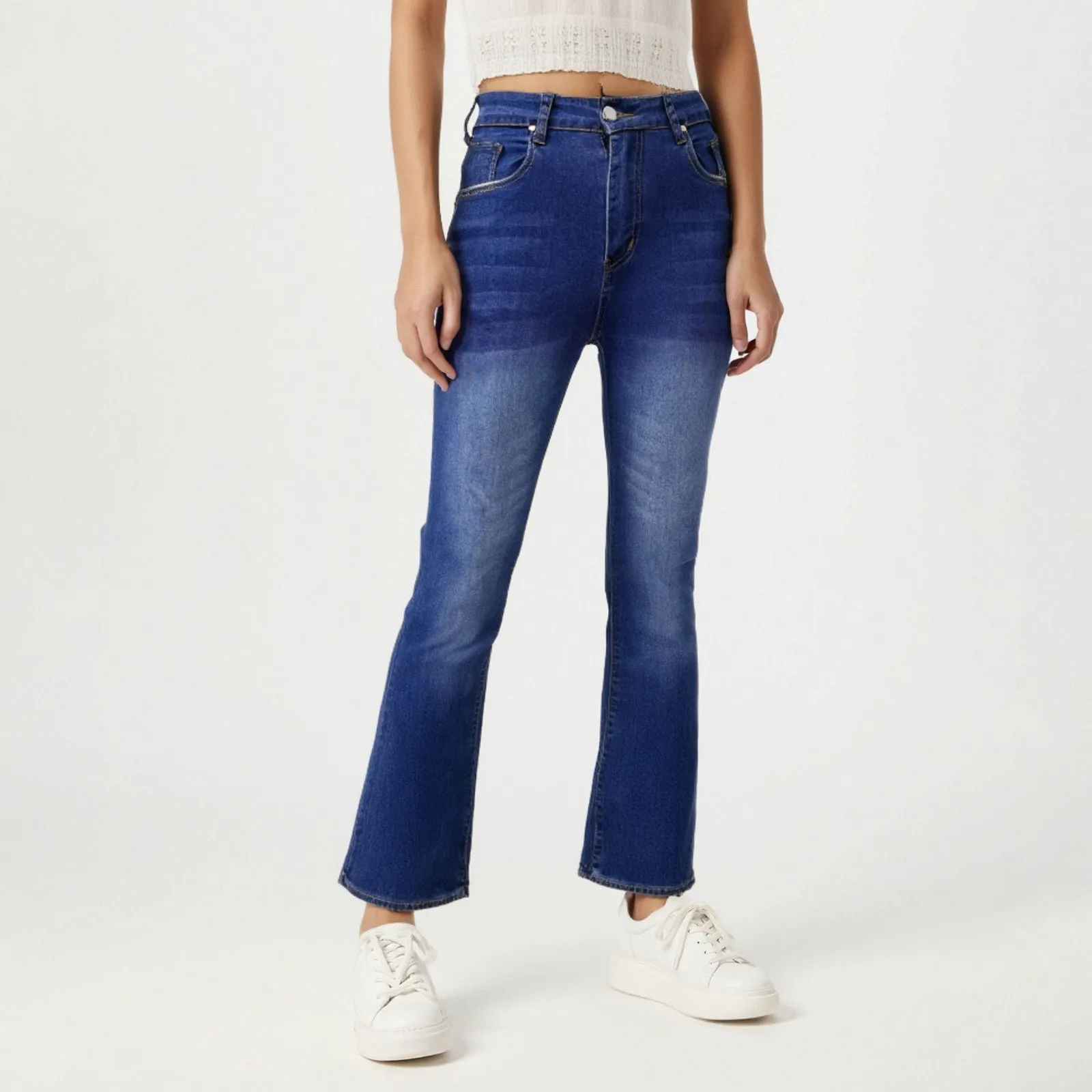 

Women Flare Stretch Moustache Jeans Fashion Skinny Bell Bottom High Waist Gray Denim Pants Lady Classic Y2k Punk Long Trousers