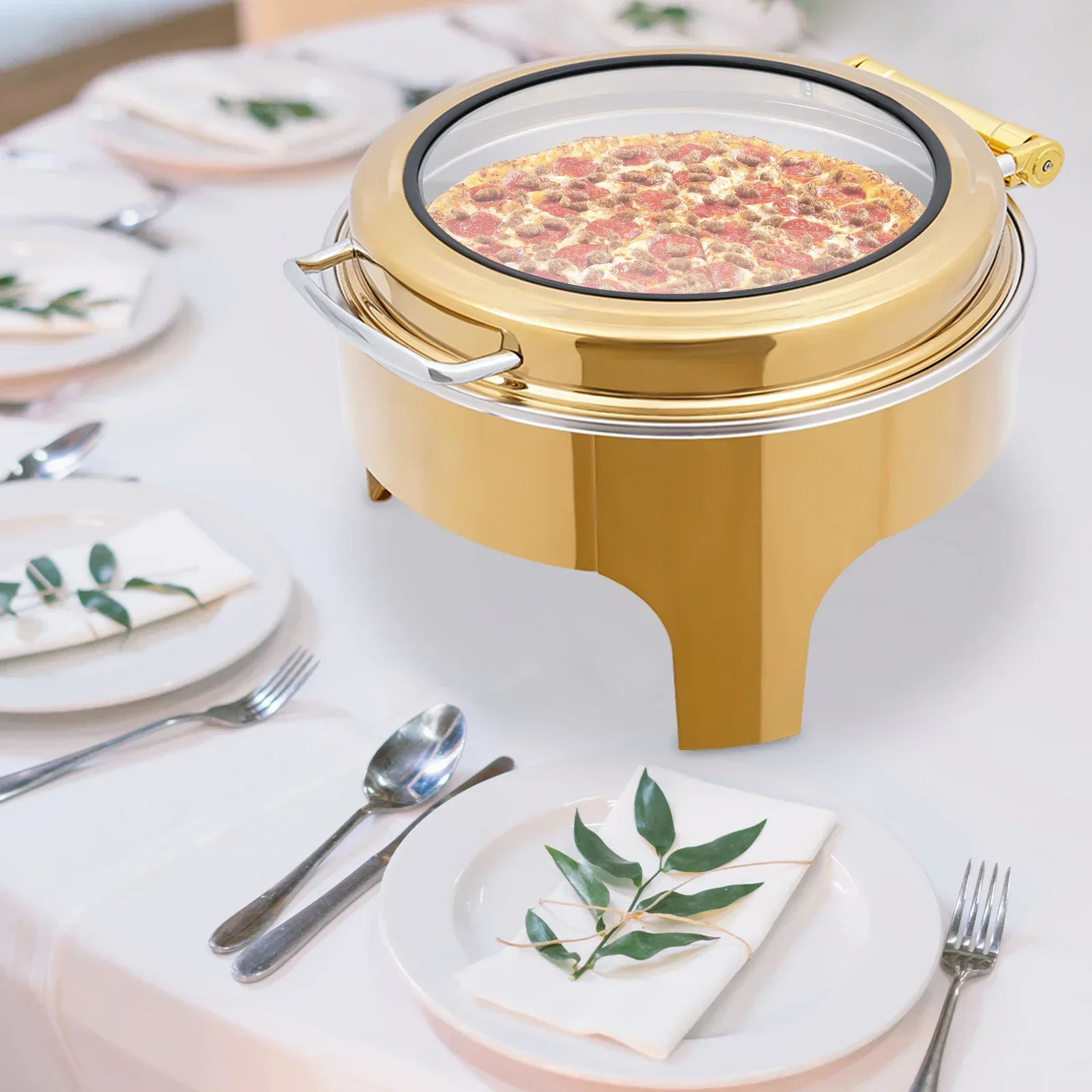 Gold 6L Stainless Chafing Dish Buffet Warmer Chafing Dish Buffet Server and Warmer - view 2