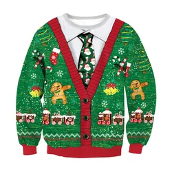 Ugly Christmas Sweatshirt for Women Men Oneck Winter Sweater Funny Couple Red Maxi Womens New Year 2024 Sueter Mujer Tops Pull