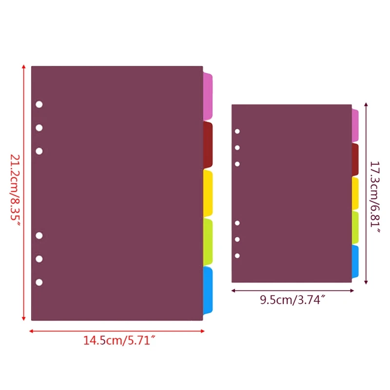 6 Ring Sturdy Loose Leaf Dividers Page Tabs for Classification Sortment 5 Pack