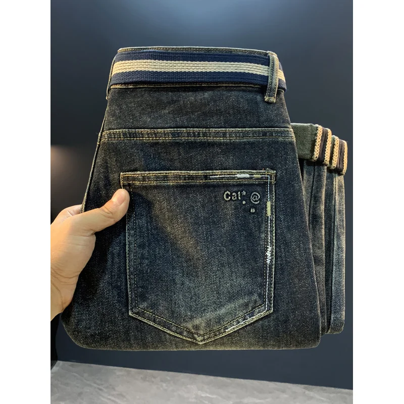 جينز هارون صغير غير رسمي أمريكي جديد لعام 2025 لأزياء الخريف للرجال ، سروال ذو قصة أرجل صغيرة مرن متعدد الاستخدامات للتخسيس