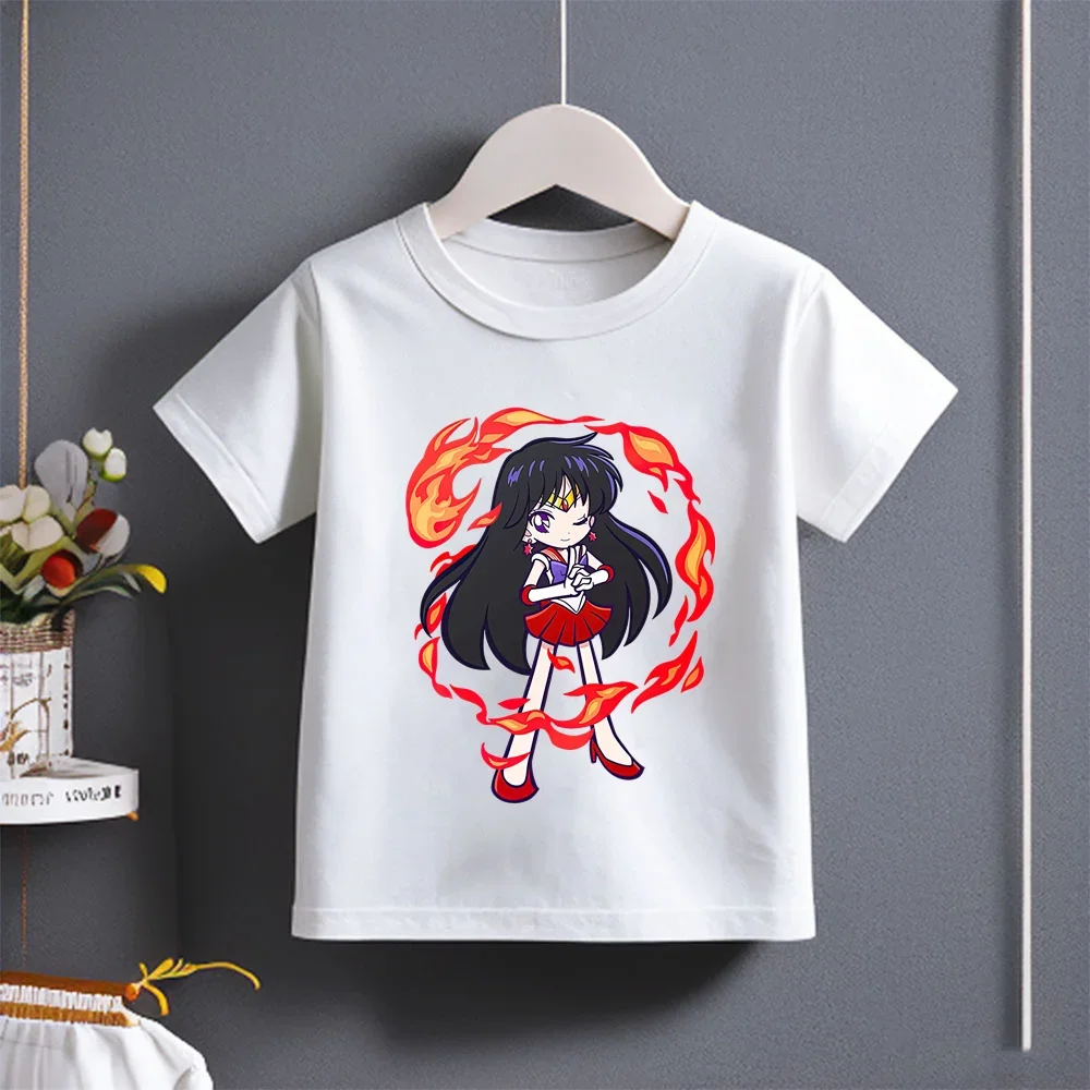 Stylish Cotton Short Sleeve T-shirt for Kids 3-14 with Beautiful Hino Rei Cartoon Print, Casual & Adorable for Summer Wear