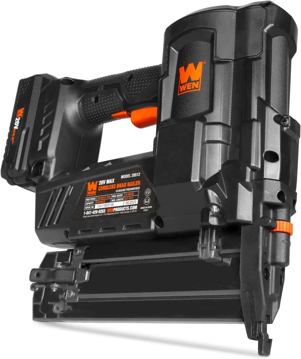 20V Max Cordless 18 Gauge Brad Nailer with 2.0Ah Battery and Charger Smart LED Indicator To Track Battery Status