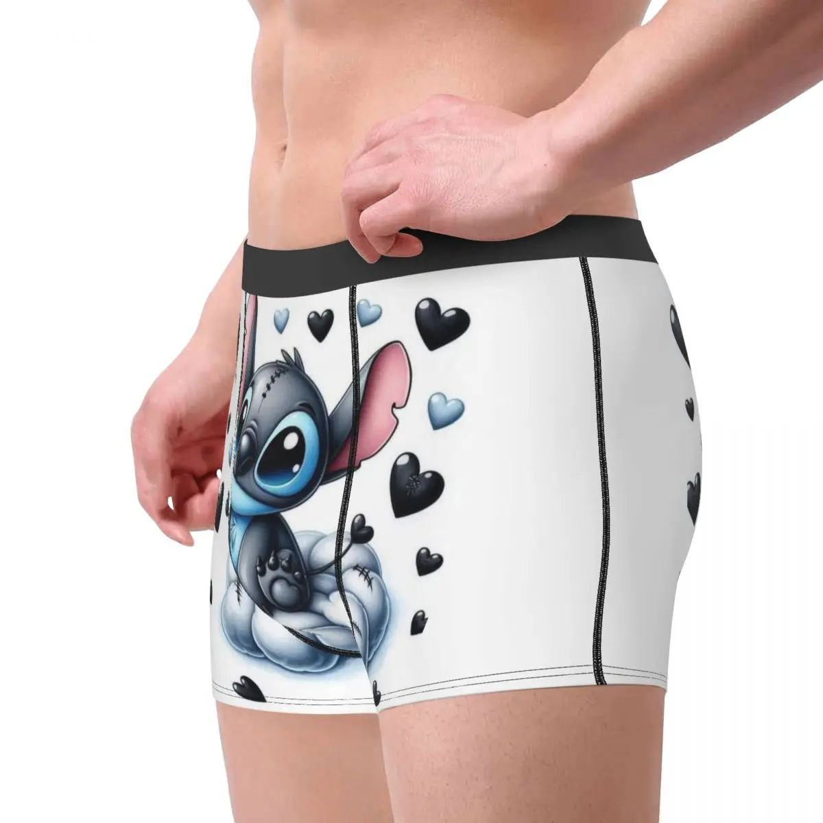 Slilo e Stitch Roupa interior masculina de desenhos animados, shorts boxer de anime, cuecas macias, shorts personalizados, cuecas, impressão