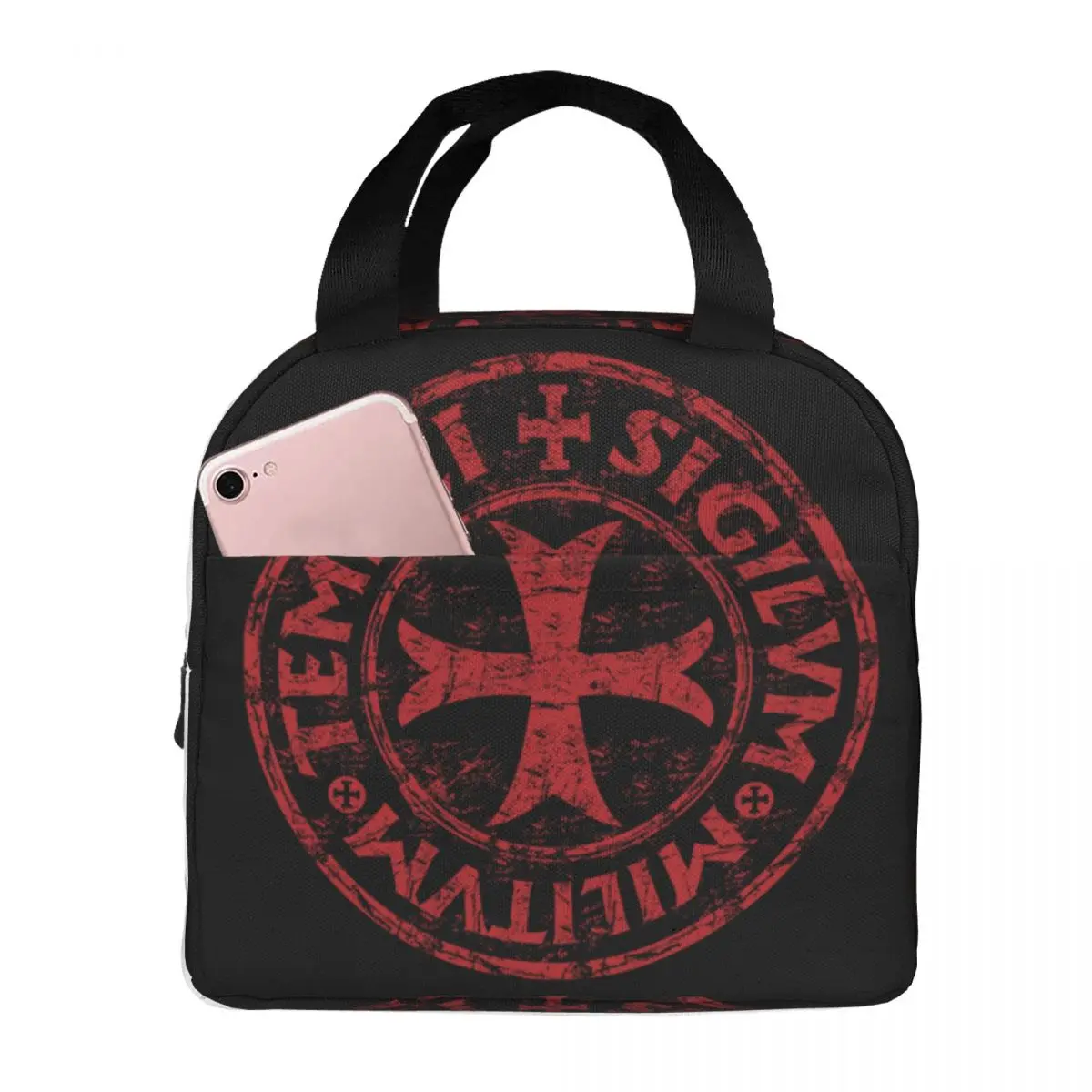 Templar Knight Seal Cross Medieval Warrior Deus Vult Lunch Bag Men Women Warm Cooler Insulated Lunch Boxes for Office