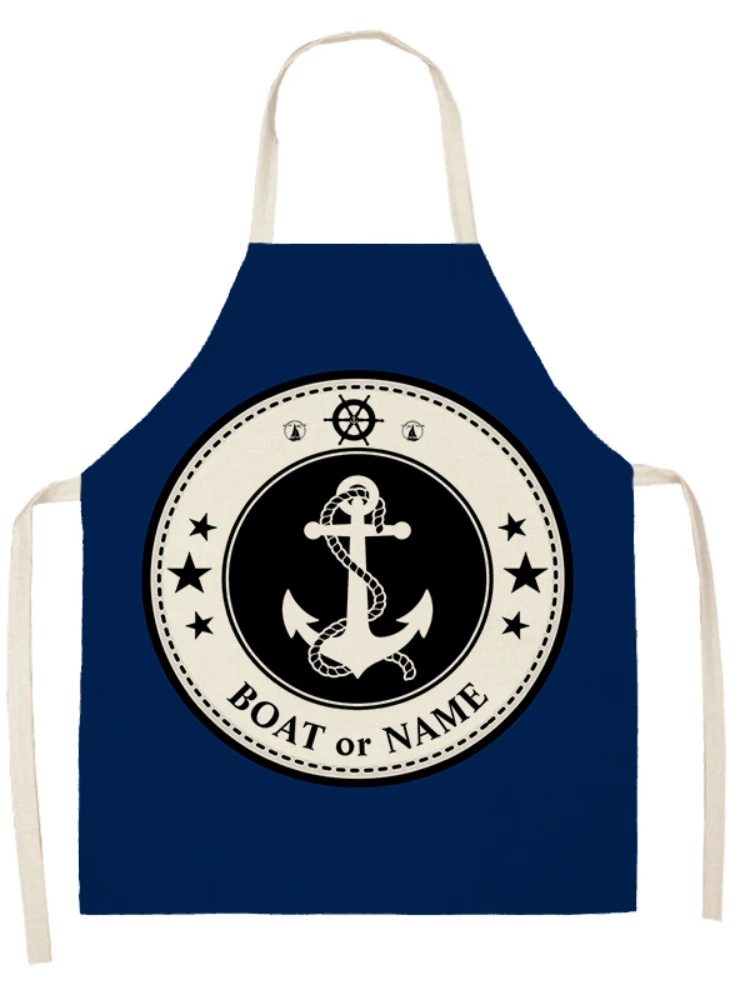 Dark Blue Nautical Collection Women\'s Kitchen Aprons Restaurant Chefs Household Cleaning Men\'s Aprons Customizable Aprons