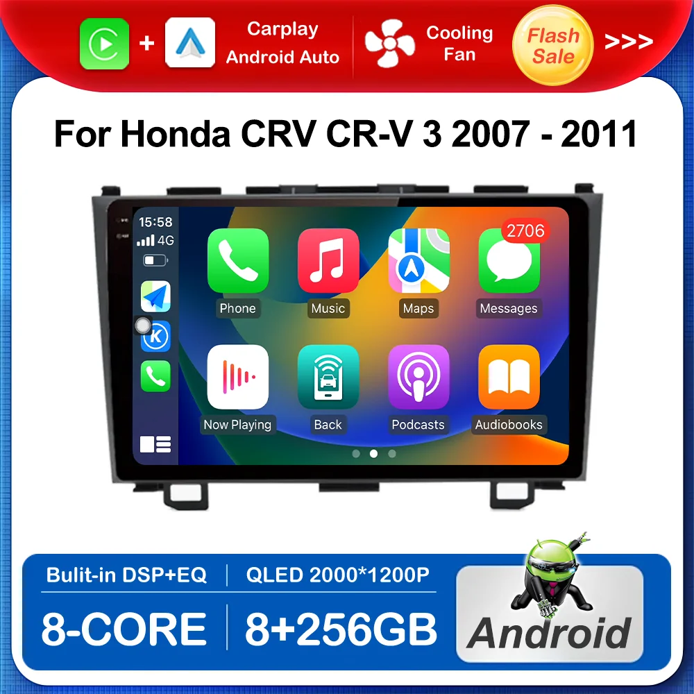 

9 inch Intelligent System HD Multimedia Stereo Player for Honda CRV CR-V 3 2007 - 2011 Wireless Carplay GPS Navi WiFi BT DSP