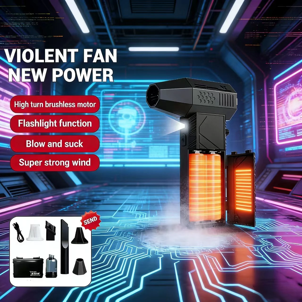 

Новый модернизированный турбовентилятор, 480000 об/мин, со световым и экраном, бесщеточный электрический воздуходувка, пылесос с выдувным всасыванием