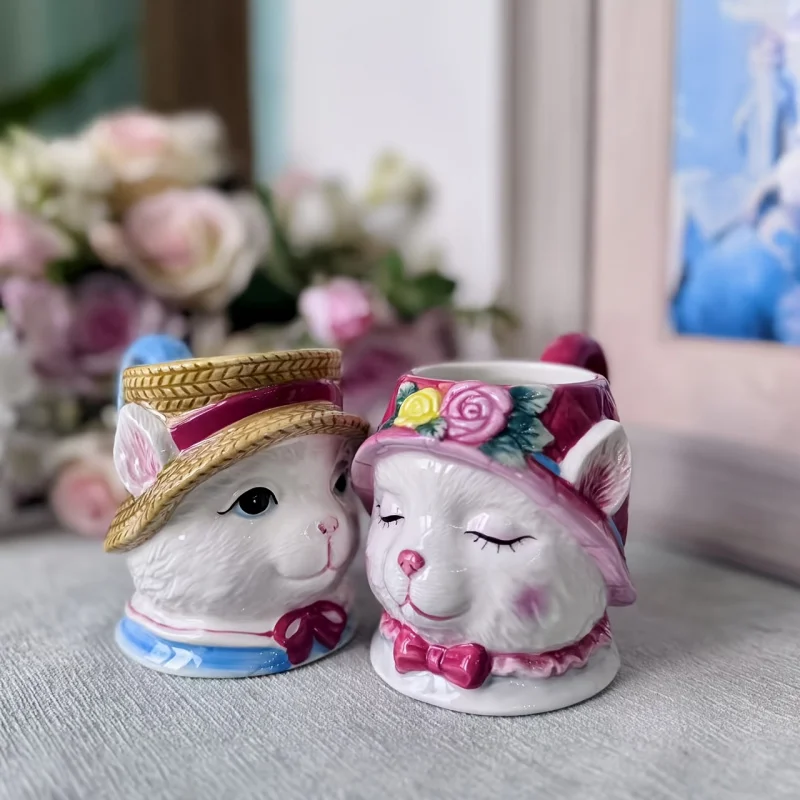Cute Cat Couple Coffee Glass Ceramic Mug Perfect Christmas Gifts Wedding Keepsake Cappuccino Latte Drinking Cup Dropshipping