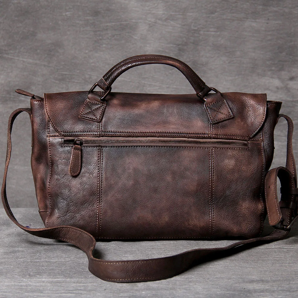 S.WORKER Vintage Echtes Leder männer Messenger Tasche Schulter Tasche Rindsleder Retro Casual Stil Umhängetaschen – Detail 11