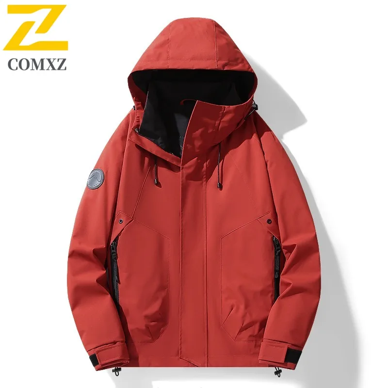 Men's Waterproof Windproof Hooded Jacket Fishing Workwear Outdoor Softshell Coat Tactical Hiking Spring Autumn Utility Parka