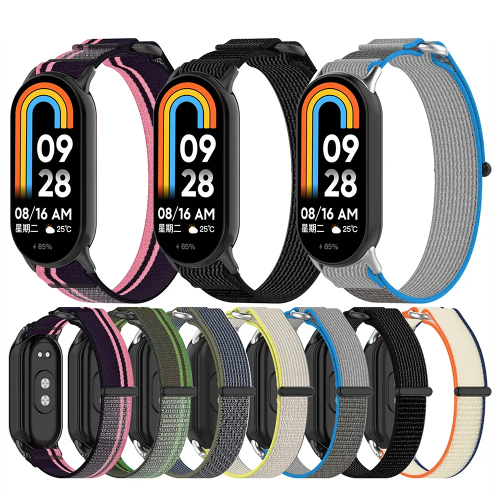 샤오미 미 밴드 8 용 나일론 스트랩, 8NFC 밴드 액세서리 교체, 스포츠 시계 밴드 팔찌