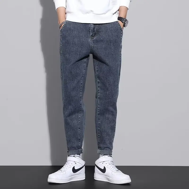 

Autumn Winter Fashion Men Loose Straight Leg Casual Jeans Male Daily Versatile Streetwear Denim Pants Wear Resistant Trousers