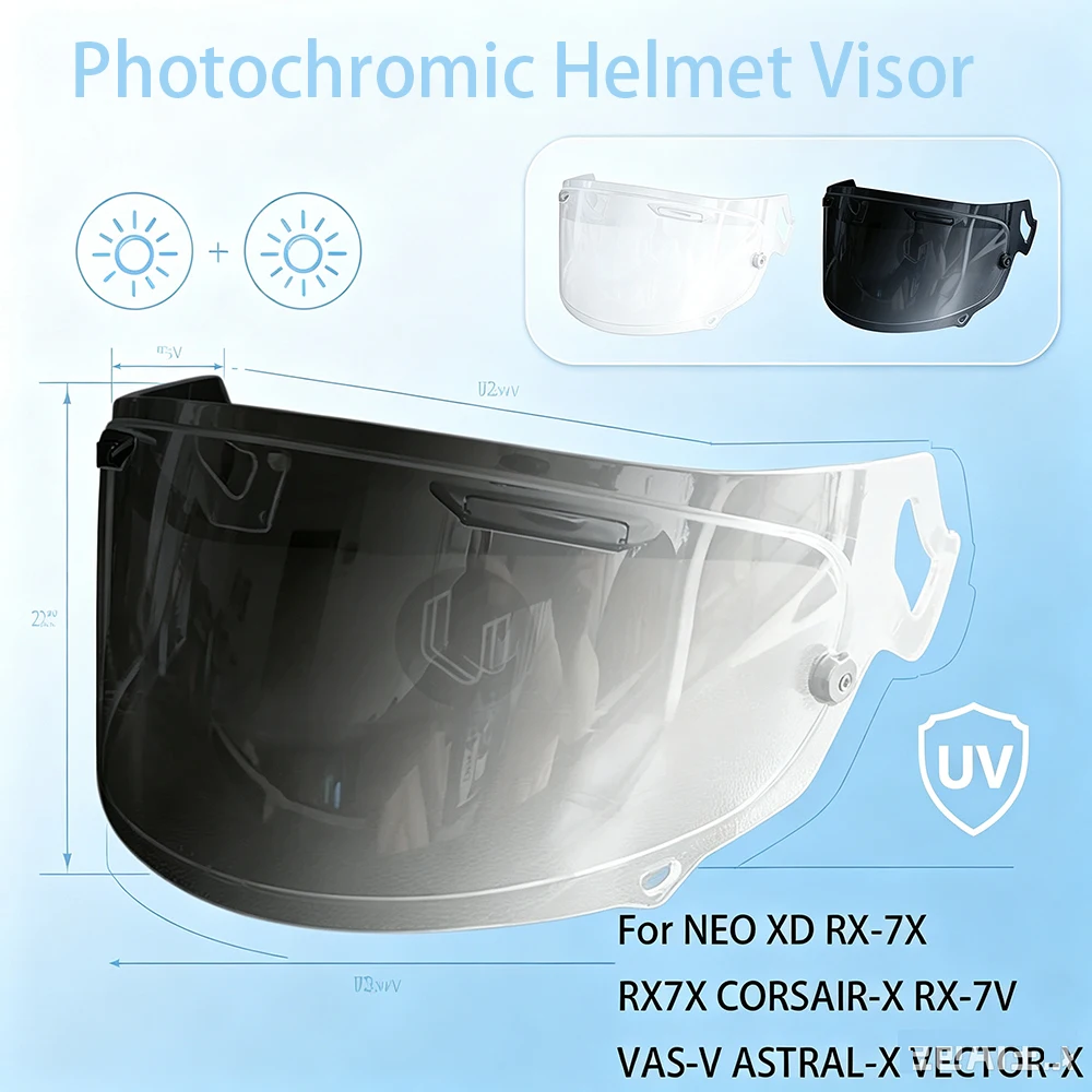 Photochromic Helmet Visor For NEO XD RX-7X RX7X CORSAIR-X RX-7V VAS-V ASTRAL-X VECTOR-X For Arai