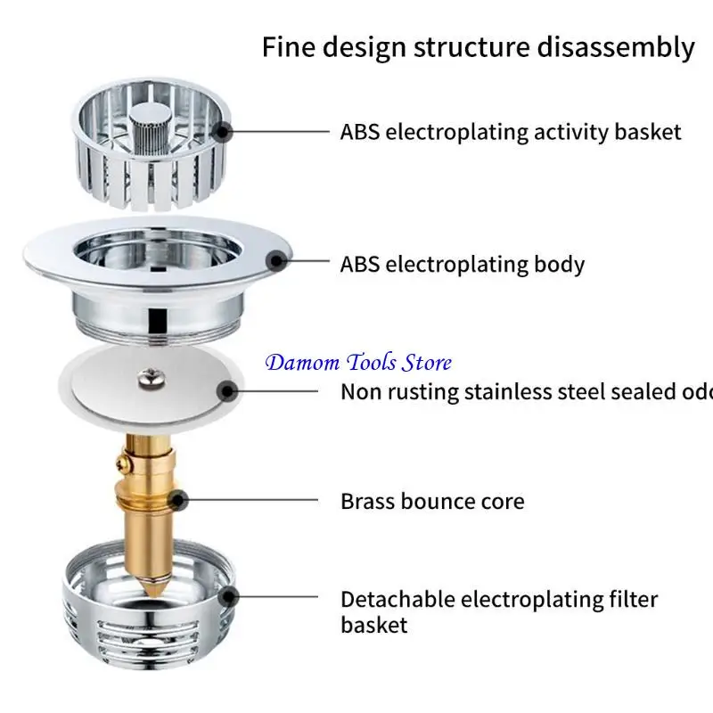 

57BE Sink Drain Filter Screen Bounce Cores Sink Drain Plug Sink Basins Drain Baskets Sink Stopper for Bathroom Kitchen
