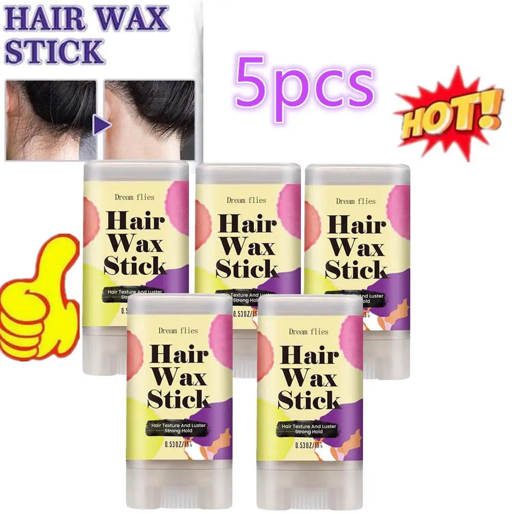 

5pcs Solid Styling Hair Wax Stick Crushed Hair Finishing Balm For Long-Lasting Hair Styling Hair Wax Stick Gel Cream