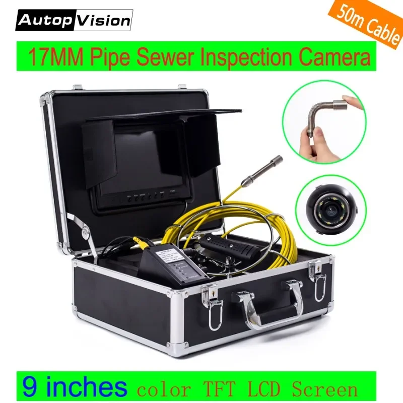 

WP90 50m cable Sewer Pipe Inspection Camera Snake Video System 9''TFT LCD 6.5/17/23mm Industrial Pipeline Endoscope BORESCOPE