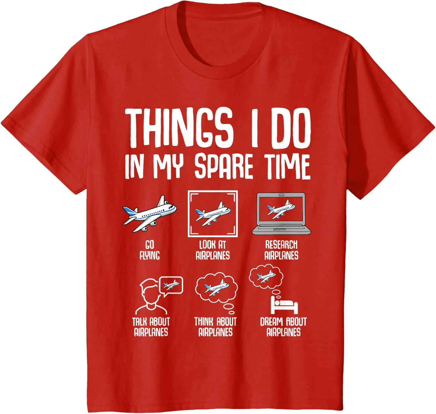 Airplane Things I Do in My Spare Time Plane Pilot Kids T-Shirt Unisex Children’s Wear Cotton Kid Graphic T Shirts Camiseta