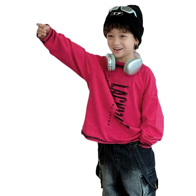 

2026 New Boys Spring Autumn Sweater Korean Style Loose Long Sleeve Tops Casual Fashion Outfit for Little & Big Kids
