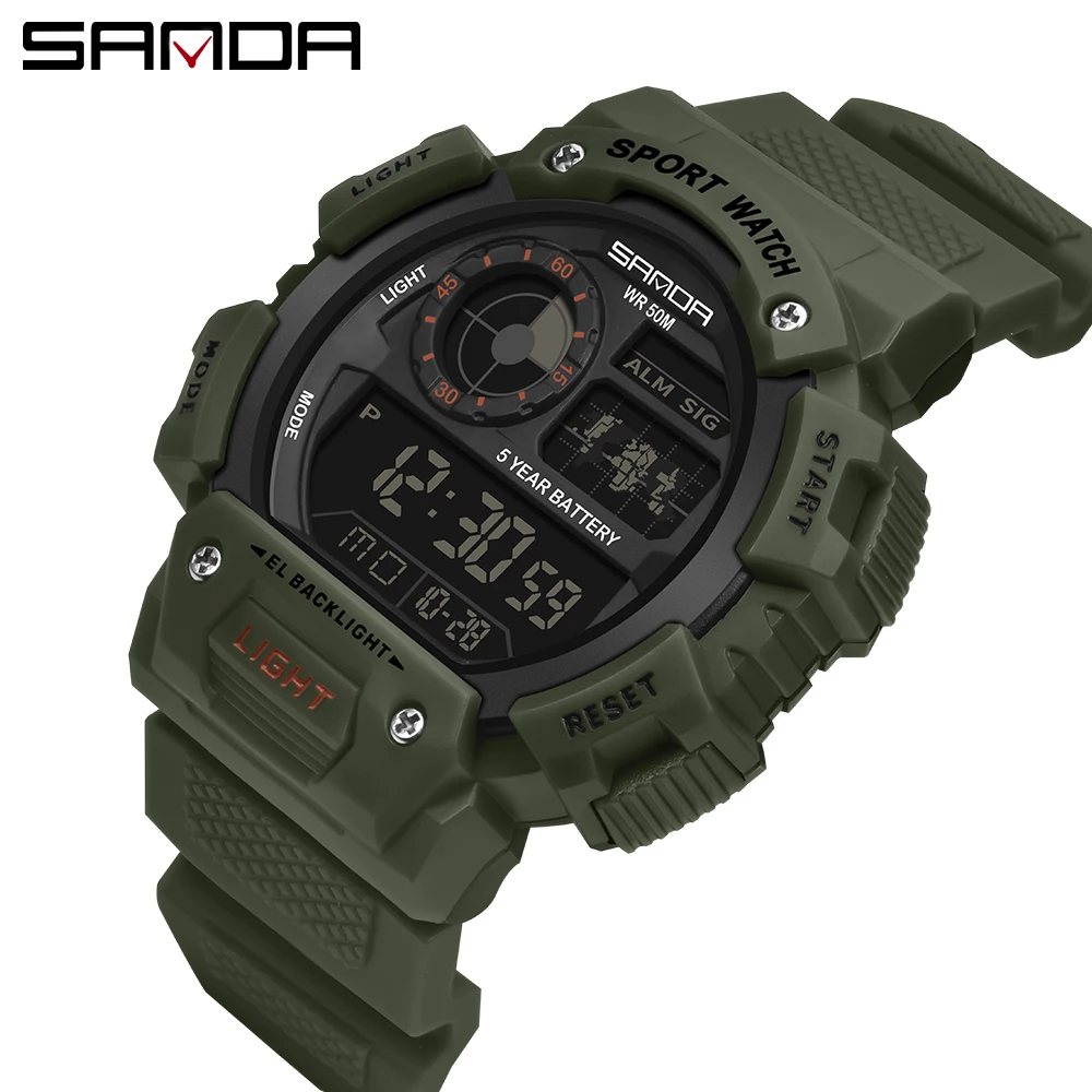 Fashion Sanda Top Brand Men 50m Waterproof Digital Watch Men Chronograph Sports Mens Swim Wristwatches G Style Watches Clock