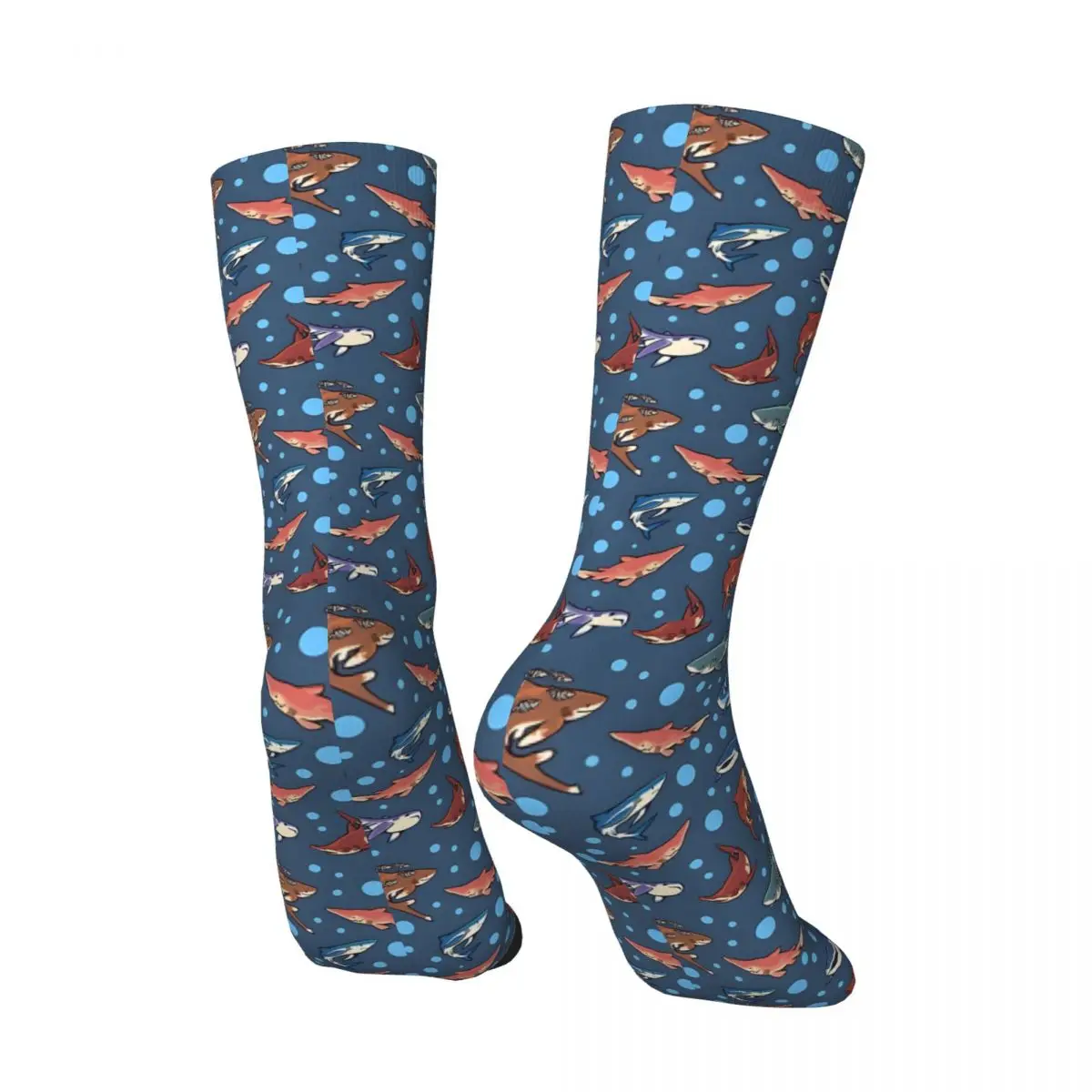 Hip Hop Retro Sharks In The Dark Blue Crazy Men's compression Socks Unisex Shark in The Deep Sea Harajuku Seamless Crew Sock