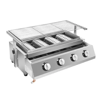 四灶頭丙烷燃氣燒烤爐,不銹鋼材質,無菸便攜式,可拆卸,適用於戶外露台花園 6 最佳銷售 瓦斯烤爐 - №5