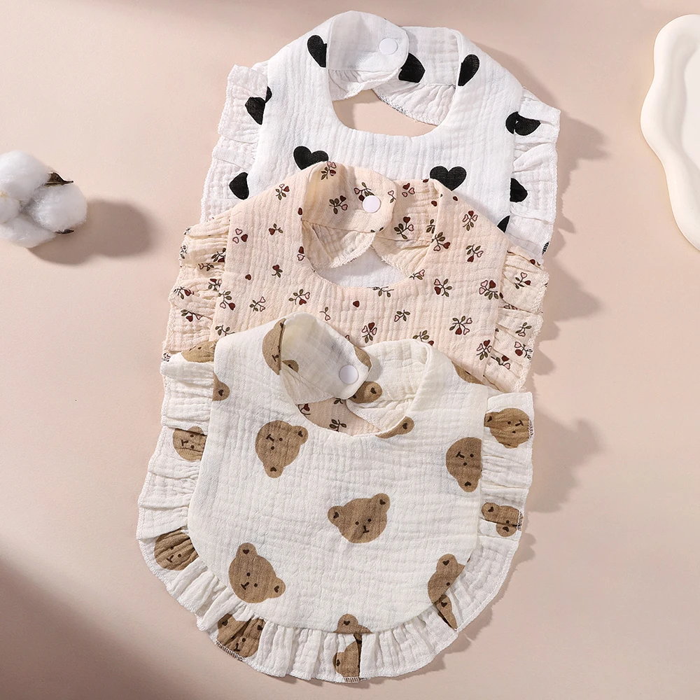 3 styles Newborn Bibs Infant Burp Cloths Baby Stuff Feeding Drool Bandana Saliva Towel Toddler Ruffle Solid Bib Baby Accessories