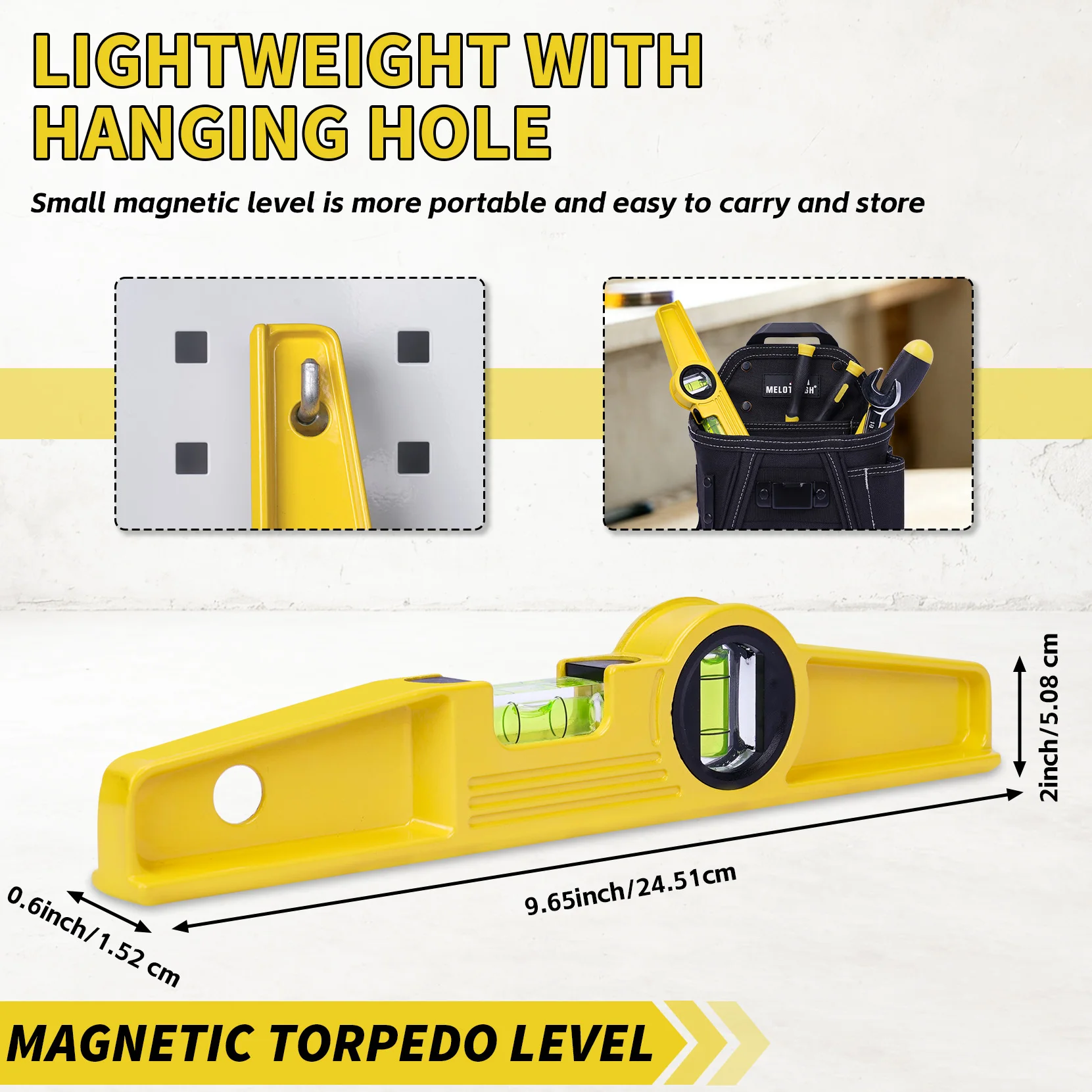 10 Inch Die-Cast Aluminum Magnetic Torpedo Level,Small Spirit Level for Construction,Carpentry,Home Renovation