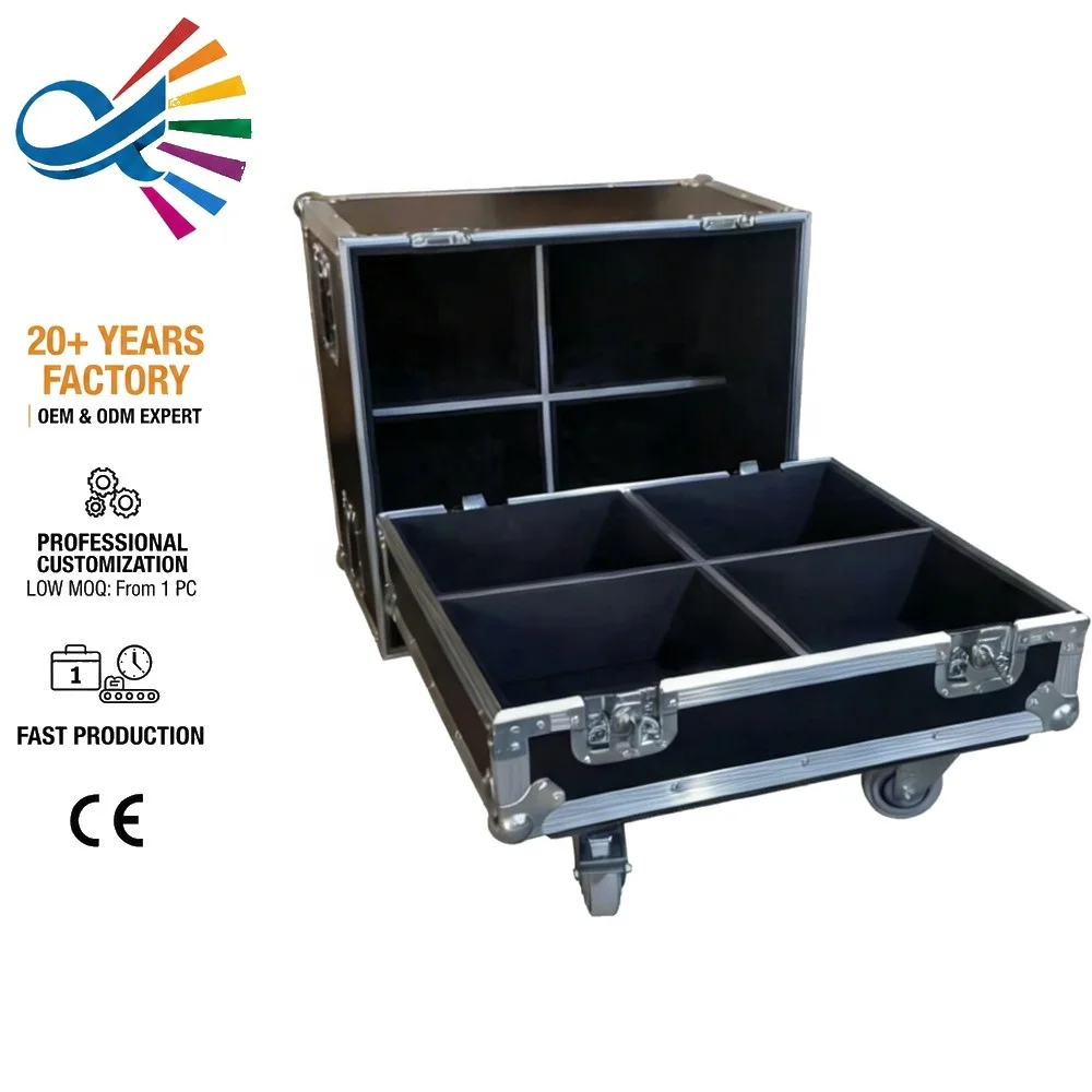 4in1 Speaker Flight Case Waterproof Shockproof Aluminum Box Heavy Duty Storage Trunk with EVA Lining for Professional Gear